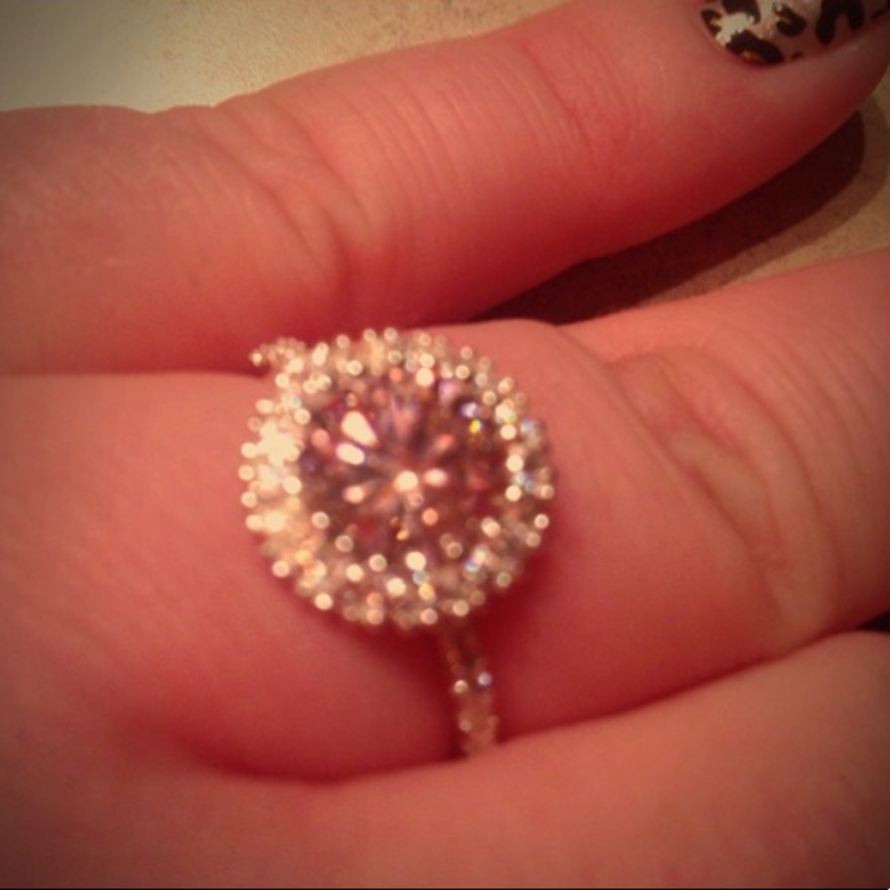 New gorgeous pink ruby white topaz silver ring